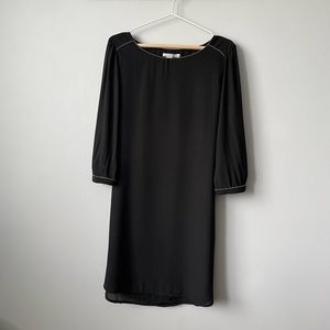 H&M SHEER BEADED LONG SLEEVE PARTY SHIFT DRESS WITH TIE WAIST SIZE 12